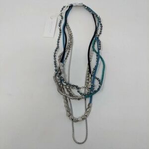 Serefina San Francisco Bead/Leather/Rhinestone Necklace, Size OS - Blue Women's